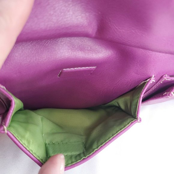 Barneys New York Womens Violet Leather Meadow Green Lining Shoulder Hand… - Picture 6 of 15